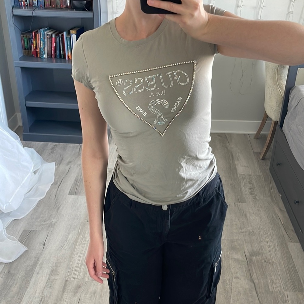 GUESS rhinestone short sleeve shirt.